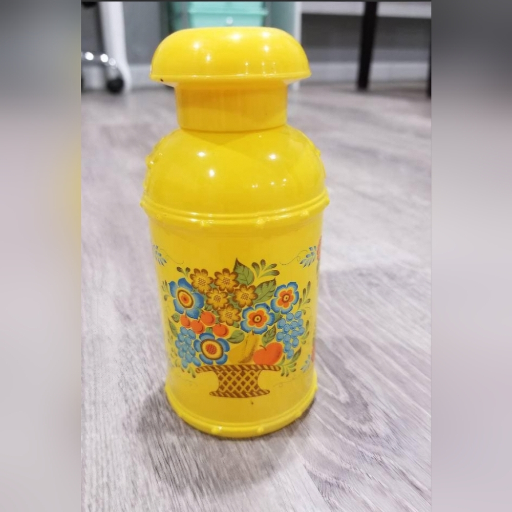 vintage yellow Avon "Field Flowers" milk can decanter bottle (Empty)